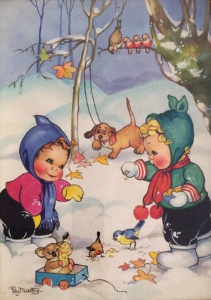 Item #1181 Playing in the Snow. Peg MALTBY