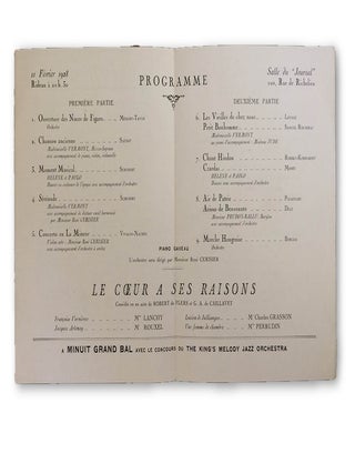 Soirée de Gala; | 11 Février 1928, Salle des Fêtes du "Journal", 100, Rue Richelieu, Paris.