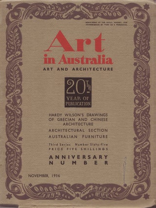 Item #878 Art in Australia. Art and Architecture. Third Series Number 65 - Twenty Year Anniversay...